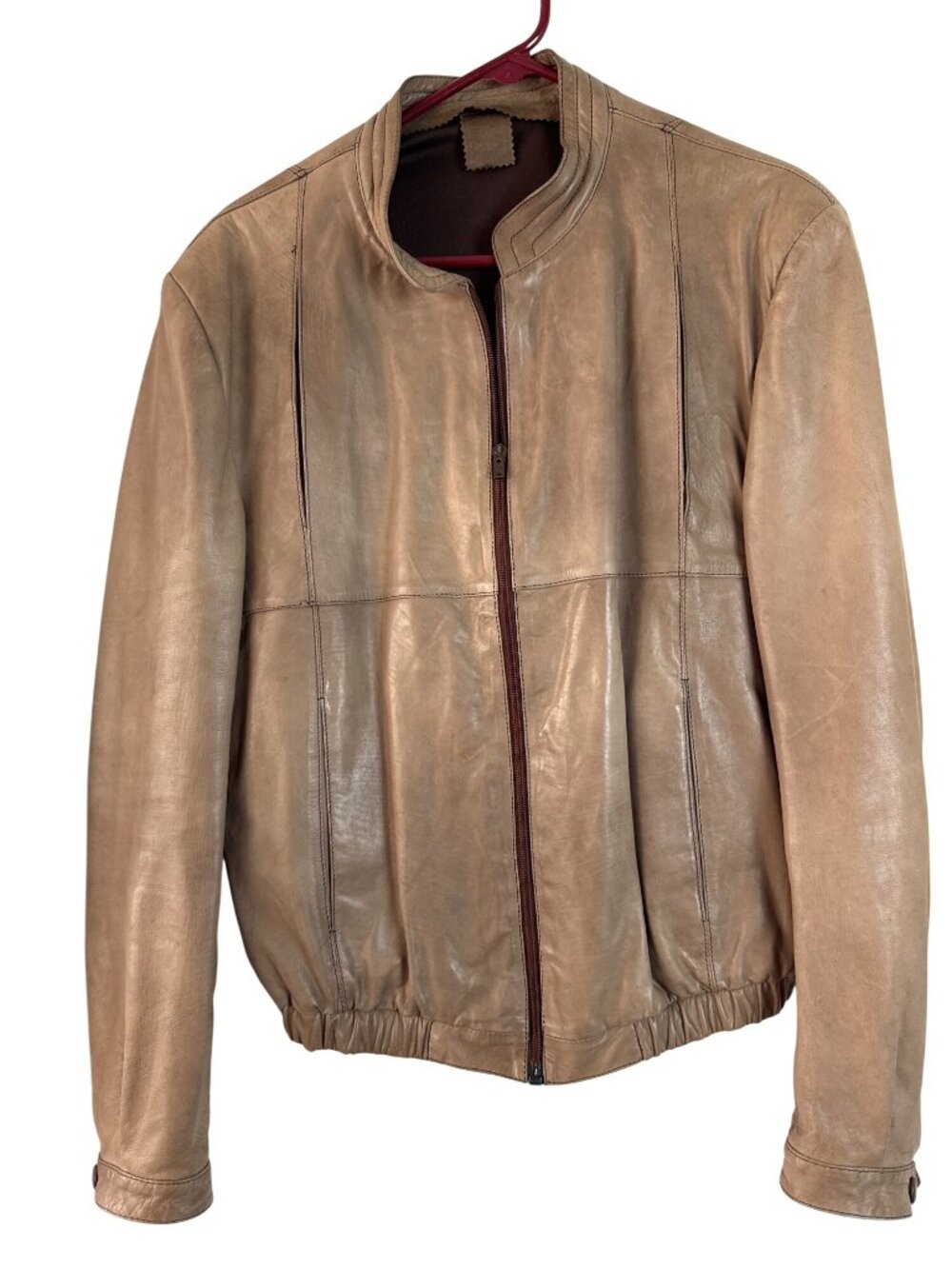Vintage Brown Leather Jacket Zip Lightweight Tenneria Cotachi 42